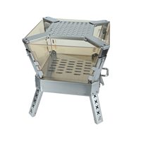 Poêle à bois pliable en acier inoxydable Luling avec verre haute température, barbecue d'extérieur durable