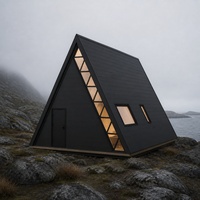 Cabane préfabriquée de luxe avec terrasse sur l'océan, hébergement commercial, fabrication en usine, réseau pour les développeurs, maison en A-frame S780