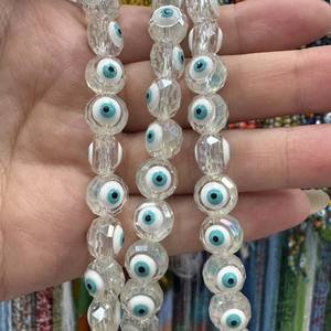 Perles rondes en verre turc transparent de couleur mélangée en gros, 10 mm, pour la fabrication de bijoux en cristal, accessoires de collier - Product Image 5