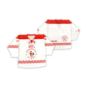 เครื่องแบบเสื้อกีฬาฮ็อกกี้น้ำแข็งสำหรับเยาวชนใส่ได้ทั้งชายและหญิงพิมพ์ลายระเหิดเปล่าพร้อมชื่อทีม OEM สำหรับใส่เล่นกีฬาออกแบบโลโก้ได้ตามต้องการ - Product Image 1