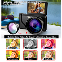 Filtres rétro pour caméra CCD A65 Écran rabattable 3.0 "2000mAh Enregistrement longue durée Time-lapse 4K Ultra Video Camera Vlog Trip