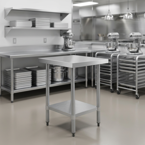 Two Tier Stainless Steel Work <b>Bench</b> Double Layer Design with Undershelf Commercial Kitchen Worktable Adjustable <b>Legs</b> - Product Image 1