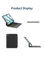 Étui Clavier Rétroéclairé Sans Fil en Cuir PU Premium avec Bluetooth Détachable pour iPad 10,2 Pouces, Compatible Multi-Modèles, Housse OEM