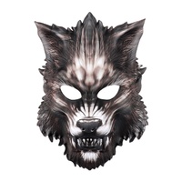 Masque imprimé loup animal en EVA pour fête d'Halloween, carnaval, maquillage, mascarade, demi-visage, pour le commerce extérieur transfrontalier et la livraison immédiate
