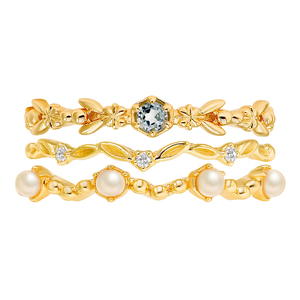 Anillo de Plata de Ley 925 Chapado en Oro con Aguamarina y Diseño Floral - Anillo con Gema para Mujer, Regalo de Aniversario - Product Image 1