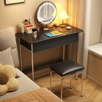Ensemble de coiffeuse de luxe en bois avec miroir LED et cadre en acier inoxydable pour la vente en gros