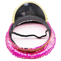 Sombrero Rosa Intenso con Lentejuelas y Pedrería para Festivales, Fiestas, Burning Man, Estilo Y2K, Accesorio de Disfraz Brillante para Exteriores, Unisex para Adultos