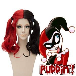 Haute qualité Harleen Quinzel Anime <span class=keywords><strong>perruque</strong></span> 45cm moyen Long bouclés rouge noir mixte <span class=keywords><strong>Harley</strong></span> Quinn Peluca synthétique Cosplay Costume <span class=keywords><strong>perruque</strong></span> - Product Image 1
