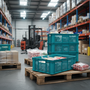 KE 210 Perforated Plastic <b>Crate</b> Virgin HDPE Heavy Duty Stackable Recyclable Industrial Storage <b>Crate</b> Ergonomic Handles - Product Image 2