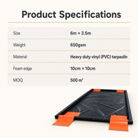 Tapis de lavage portable en bâche personnalisée pour la récupération des déversements, fabricant de tapis de protection en vinyle robuste 650 g/m² 6 m x 3,5 m avec bord en mousse pour lavage de voitures