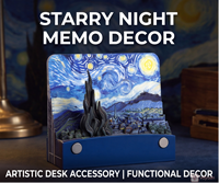 Bloc-notes artistique 3D à déchirer de la série Van Gogh avec lumière LED pour la décoration de bureau, souvenir pour collectionneur d'art, cadeau d'entreprise pour les fêtes