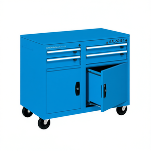 Fami Mobile Workbench With 25 Mm Multiplex Top 4 <b>Drawers</b> Blue Ral5012 <b>Tool</b> Cabinet - Product Image 3