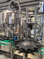 Mesin pengisian dan penutupan botol kaca untuk pabrik minuman keras, lini produksi mesin pengisian, mesin pencuci dan penutup 3 in 1