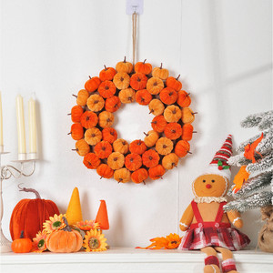 Ghirlanda Artigianale in Tessuto Imitazione Autunnale con <span class=keywords><strong>Fiori</strong></span> di Rosa, Stile Moderno, Decorazione per il Ringraziamento da Appendere - Product Image 3