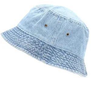 OEM Custom Summer Outdoor Cap Washed Denim Eimer Hut für Frauen Männer