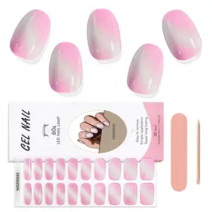 Hot Sell Semi Cured Wraps Long Lasting NG200203 Gel Nail Stickers Wraps With Uv Lamp