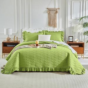 Set <span class=keywords><strong>Copriletto</strong></span> Trapuntato con Volant Stile Rustico Shabby Chic, 3 Pezzi, con Federe, per l'Estate - Product Image 5