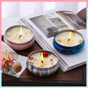 Scented Plant <b>Wax</b> <b>Candles</b> Round 110g Smokeless Dried Flower Flat Jar <b>Candle</b> - Product Image 5