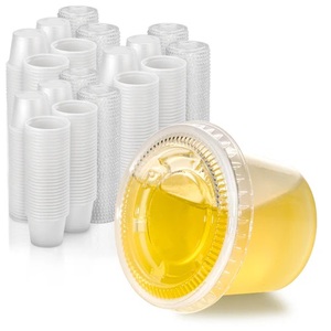 Gobelets jetables en plastique PP transparents avec couvercles noirs, 0,5 oz, 0,75 oz, 1 oz, 1,5 oz, 2 oz, 3,25 oz, 4 oz, 5,5 oz, pour emballage de beurre et sauces, OEM ODM - Product Image 2