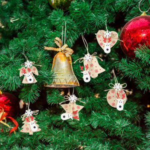 Factory Price 6pcs Christmas <strong>Wooden</strong> Pendants <strong>Xmas</strong> <strong>Tree</strong> Hanging Ornaments Decorations Factory Price Kids Gift Noel Navidad Decor - Product Image 1