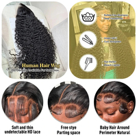 Perruque en cheveux humains 13x6 Deep Wave, noir naturel, pour usage professionnel en salon, livraison rapide, vierge, pour Lace Front Remy sans colle, fournisseur en gros