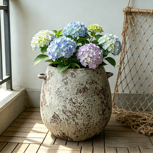 Pot de jardin rustique d'extérieur, grand vase à large ouverture, pot en céramique artisanal pour bonsaï, plantes en pot et décoration de patio - Product Image 3
