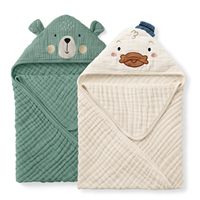 Huijia L015 Bathroom Bath Towel Children's Hooded Cloak Newborn Swaddle Baby Wrap Four-Layer Crepe Cotton Soft Breathable Infant