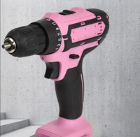 DD3268 Perceuse à percussion sans fil rose pour femme, à vitesse variable, avec mandrin brosse, batterie et chargeur, pour bricolage et réparation à domicile