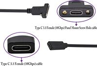 Kabel Panel Mount USB C ke USB C Gen 2 3A USB 3.1 Tipe C Female ke Female