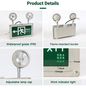 Running Man Green Twee Verstelbare Hoofden Explosieveilige Brand Nood Led Uitgang Bord Licht Noodlamp - Product Image 3
