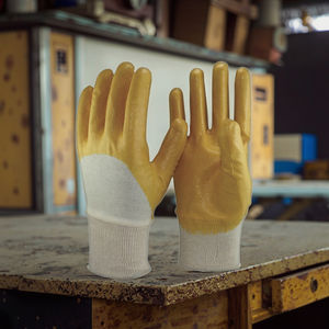NMSAFETY القطن التعشيق الأصفر النتريل <span class=keywords><strong>3</strong></span>/<span class=keywords><strong>4</strong></span> قفاز مغلف بطبقة محبوك المعصم مكافحة النفط قفازات القفازات الثقيلة - Product Image 5