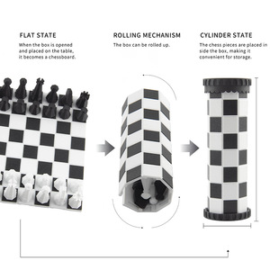 Juego de Mesa Clásico 2 en 1, Juego de Ajedrez Plegable con Piezas de Ajedrez de Plástico Grandes <span class=keywords><strong>para</strong></span> Niños, Uso Educativo - Product Image 5