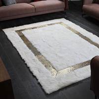 Moderner Weißer Schaffell-Imitat Kaninchenfell-Teppich Geometrisches Muster Polyester Maschinell Gefertigt für Wohnungsdekoration