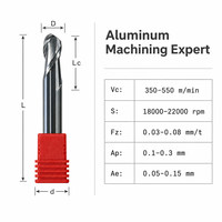Fraise à queue sphérique UNT en carbure de tungstène massif, revêtement TiAlN, HRC45, 2 cannelures, pour acier, outils de découpe CNC, ODM OEM