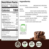 Poudre de protéines végétales OEM 21g sans sucre ajouté, adaptée aux milkshakes et smoothies au goût chocolat