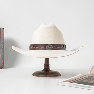 Linglong nueva moda OEM personalizado <span class=keywords><strong>australiano</strong></span> 100% lana personalizado moda Cattleman fieltro Fedora sombreros ala plana enrollable BRIM sombrero - Product Image 5