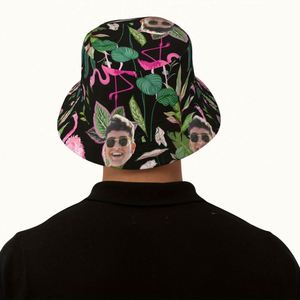 Sombrero de Pescador Personalizado con Foto y Diseño de Hojas Tropicales Dibujadas a Mano para Hombres y Mujeres, Ideal para Viajes de Verano y Pesca - Product Image 1