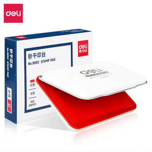 Deli Stamp Pad No.9892 Water-based Red Ink Square Office Use - Product Image 1