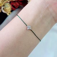 Bracelet en corde fait main N&S Trèfle à quatre feuilles en zircon pour femme, bijoux de mode en acier inoxydable de luxe léger, vente en gros