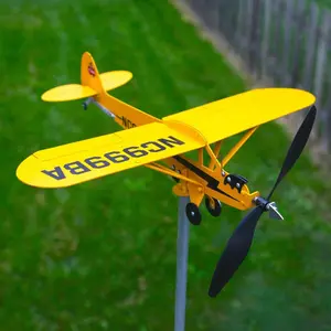 Girouette en métal 3D pour avion Piper J3 Cub, indicateur de direction du vent pour toit extérieur, décoration de jardin