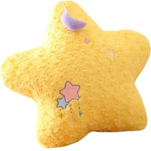 Travesseiro de pelúcia em forma de estrela amarela personalizado para crianças e adultos, travesseiro de pelúcia A681 ODM Star, brinquedo de pelúcia pendurado por atacado