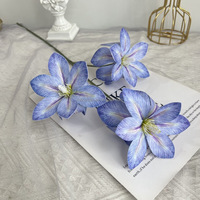 HYF01 Flor Artificial Impresa en 3D con 3 Cabezas de Lirio y Magnolia para Decoración de Salones de Boda, Hogar, Oficina, Hotel y Jarrones