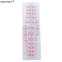 216 pièces couleur mélangée brillant été ongles en gros français pied ongles Patch ongles artificiels presse sur orteil ongles préfabriqués