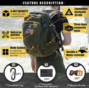 BSCI Usine Grande Capacité <span class=keywords><strong>45L</strong></span> Bug Out Sac camouflage Molle Tactique 3P Style Sac À Dos - Product Image 6