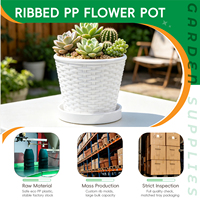 Baki Pot Bunga Plastik PP Resin Anyaman Imitasi, Tahan Lama, Lubang Drainase, Desain Tradisional, Pot Tanaman Dalam Ruangan, Sukulen, Berkebun di Rumah