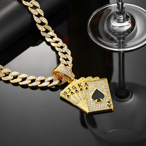 Fabricant de bijoux, pendentif poker serti de diamants, argent, or, diamants, collier hip hop pour hommes, breloques - Product Image 3
