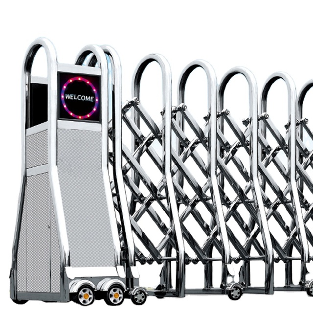 Remote Control Factory School Aluminum Alloy Sliding Gate Driveway Design Industrial Electric Automatic Retractable Folding Gate
