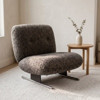 Fauteuil d'appoint en tissu sans accoudoirs, chaise de salon design, base en acier inoxydable poli, chaise de détente pour salon, hôtel