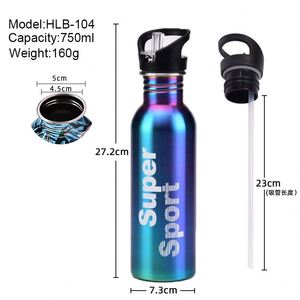 Single-layer Sport Stainless <b>Steel</b> Water <b>Bottle</b> with Flip Straw Lid Portable Outdoor Sports Flask for Gym, Cycling Custom Logo - Product Image 3