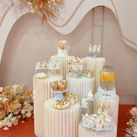 Support de gâteau en papier pliable déformable en forme de cylindre, socle de table à dessert, colonne romaine pour fête, mariage, vitrine, décoration florale